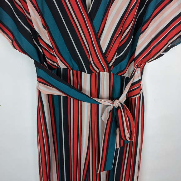 Leith Striped Tie Waist Wide Leg Cropped Jumpsuit - Picture 9 of 13